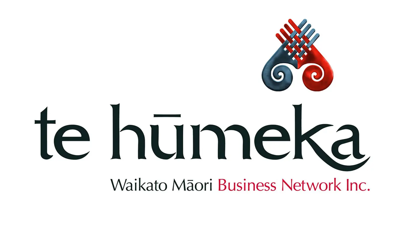 a logo with text and a symbol