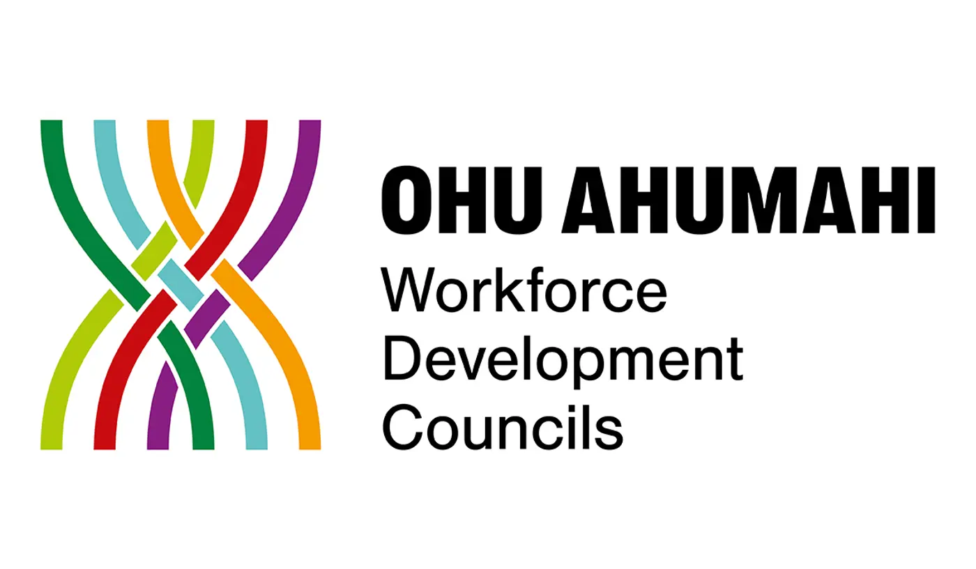 a logo with colorful lines