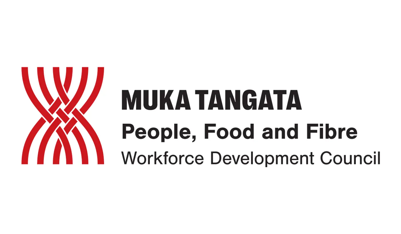 a logo with red lines and black text