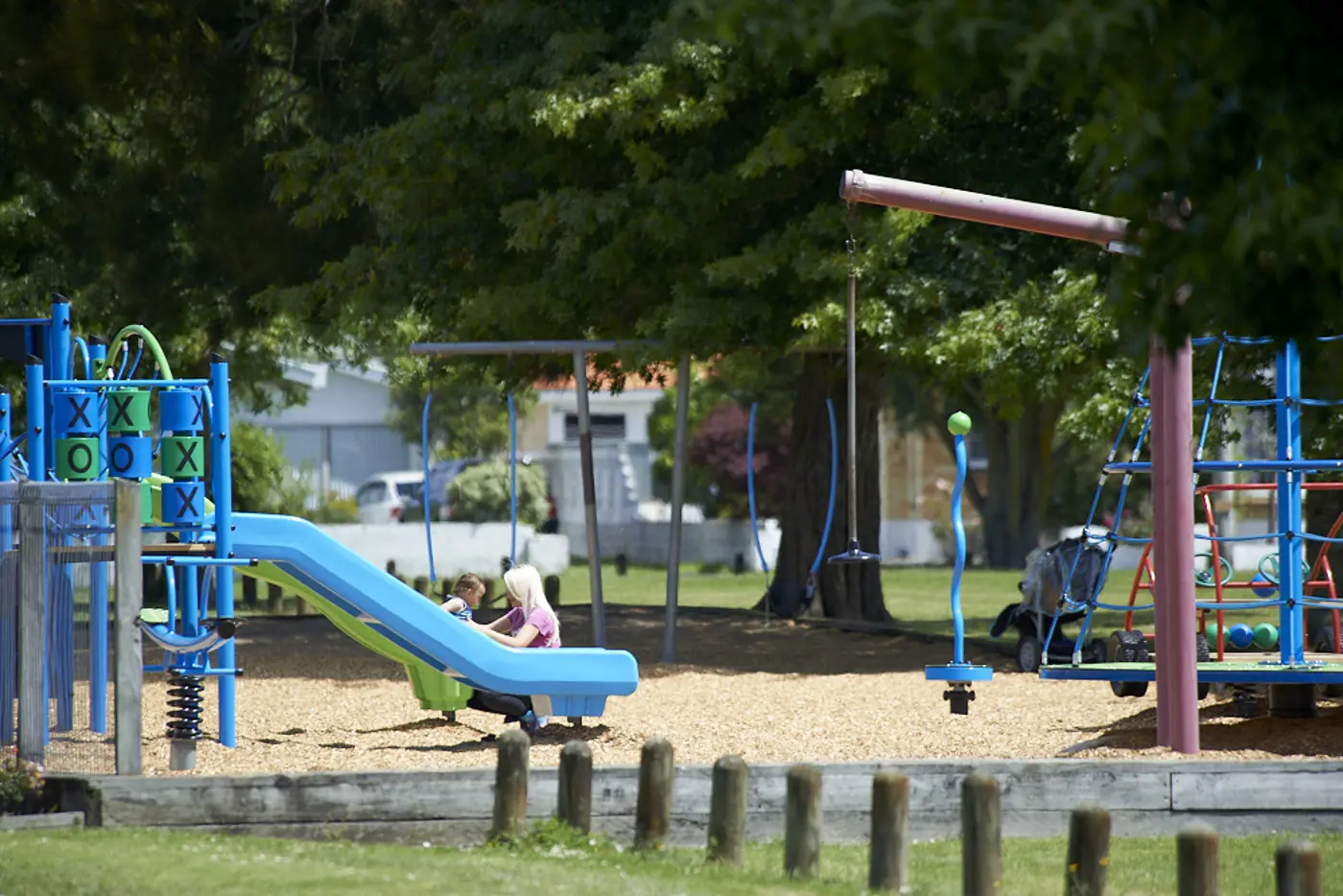 a children playing on a playground
