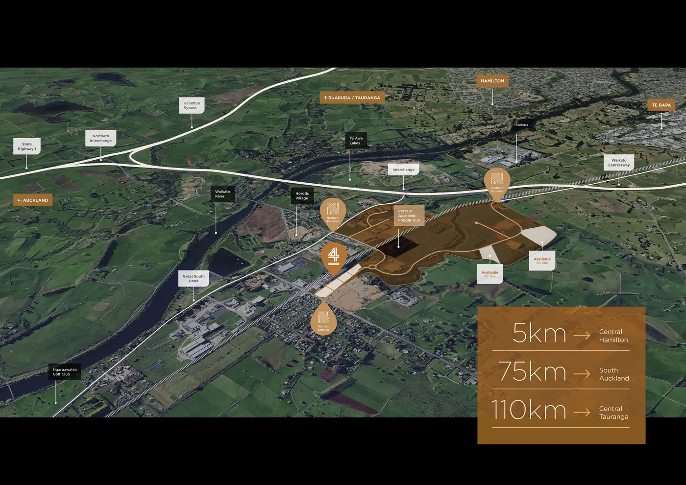 a map of land with pointers