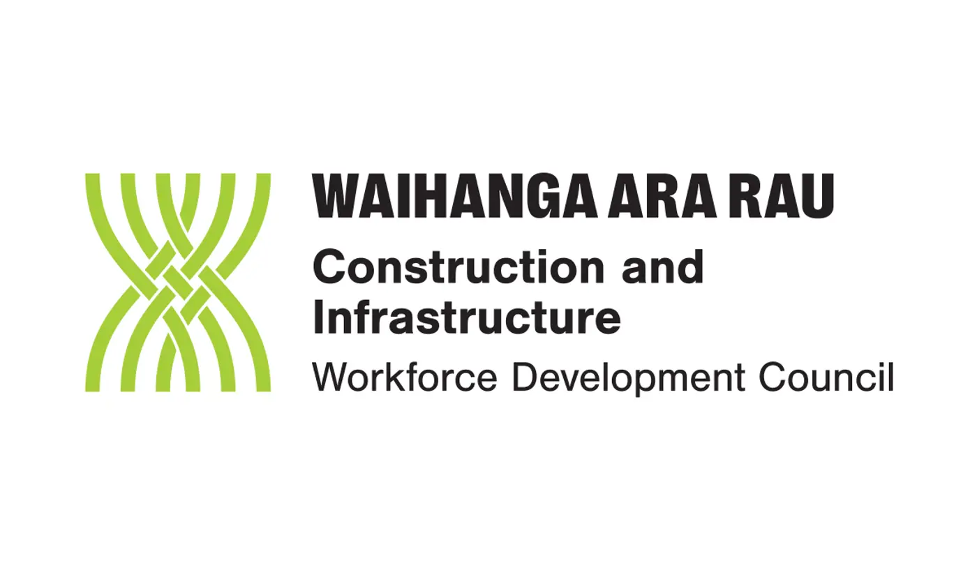 a logo with green lines