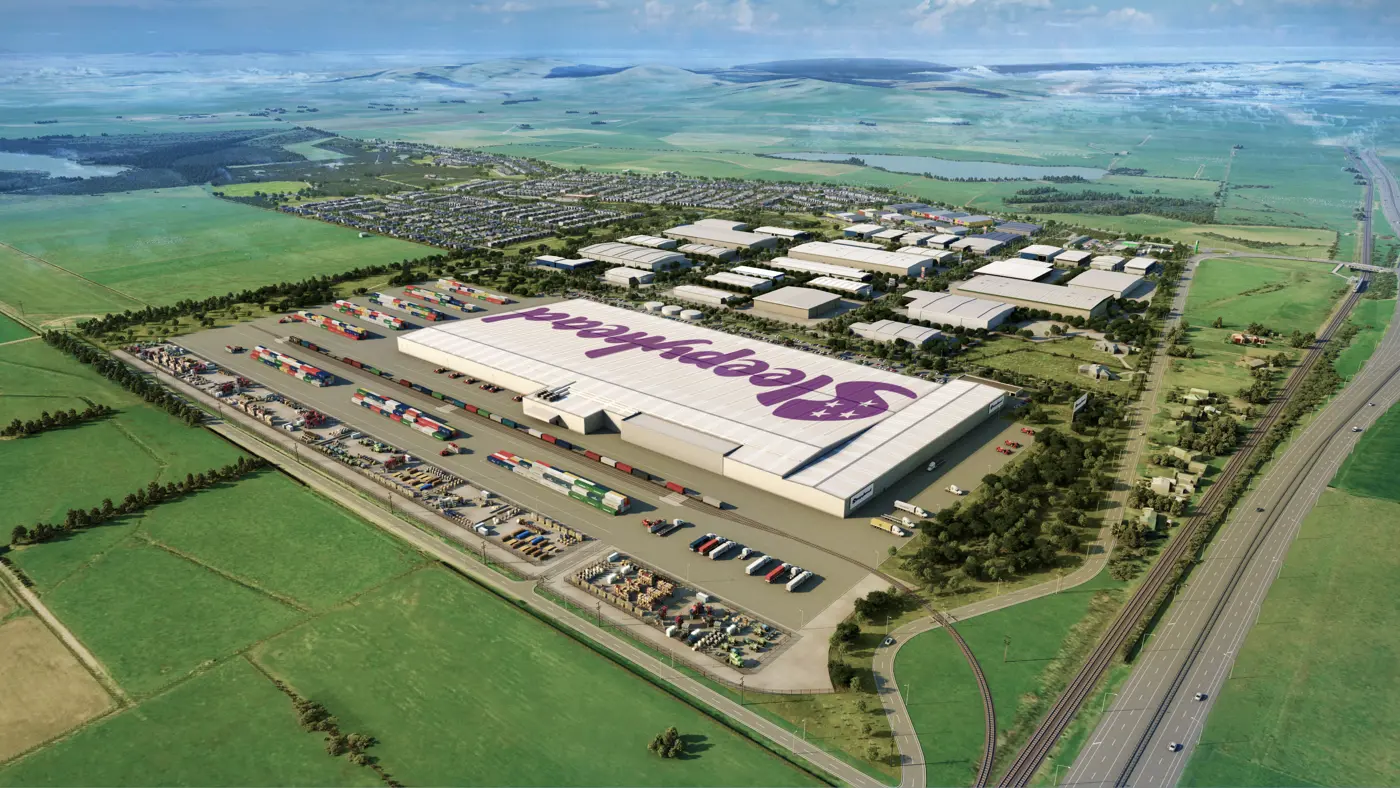 aerial view of a large warehouse