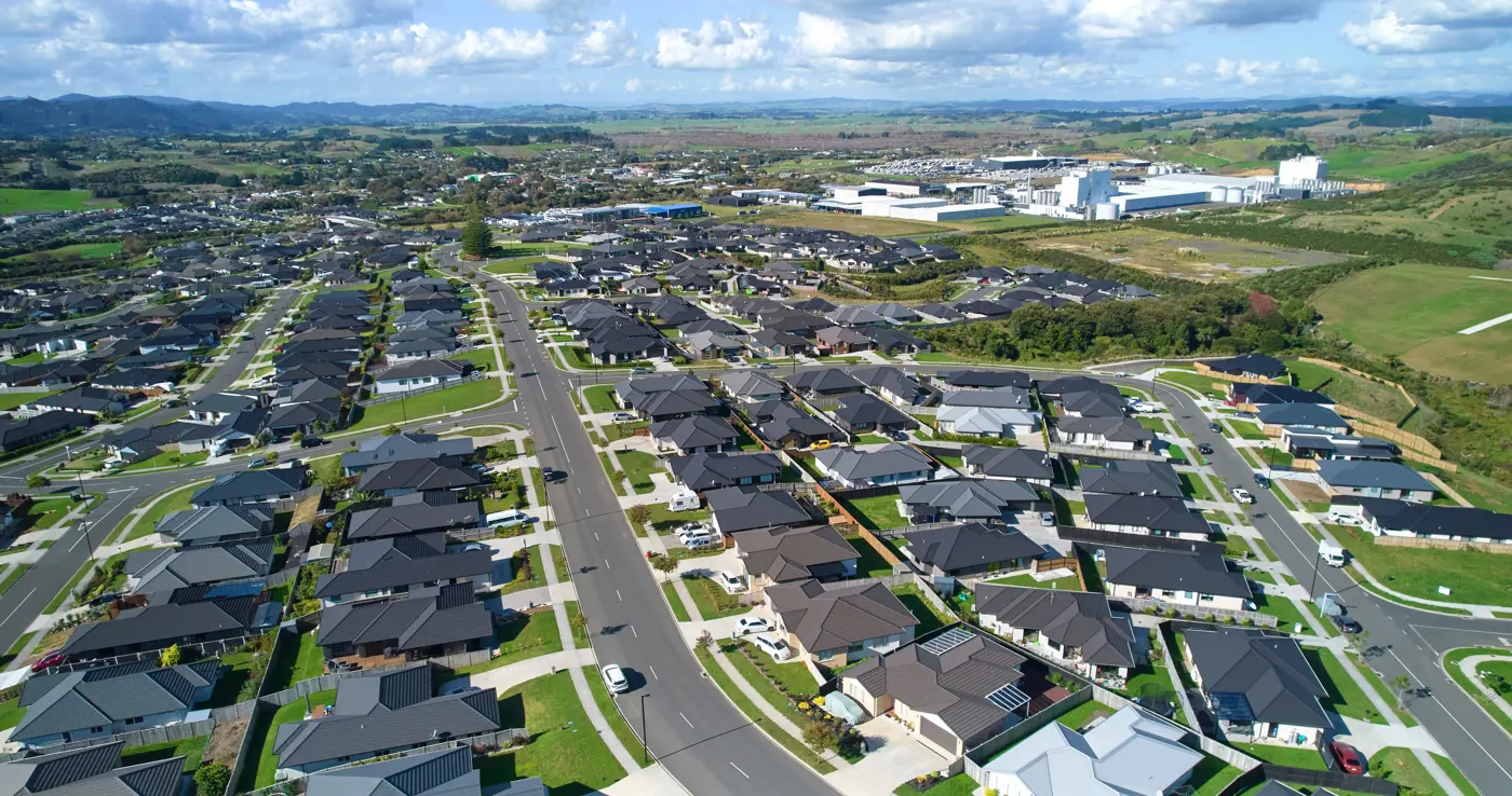 a aerial view of a neighborhood