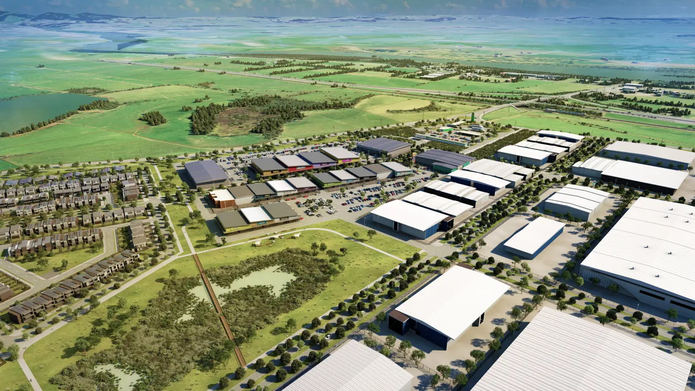 an aerial view of a city