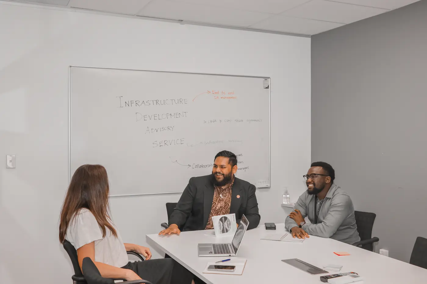 a group of people sitting at a table