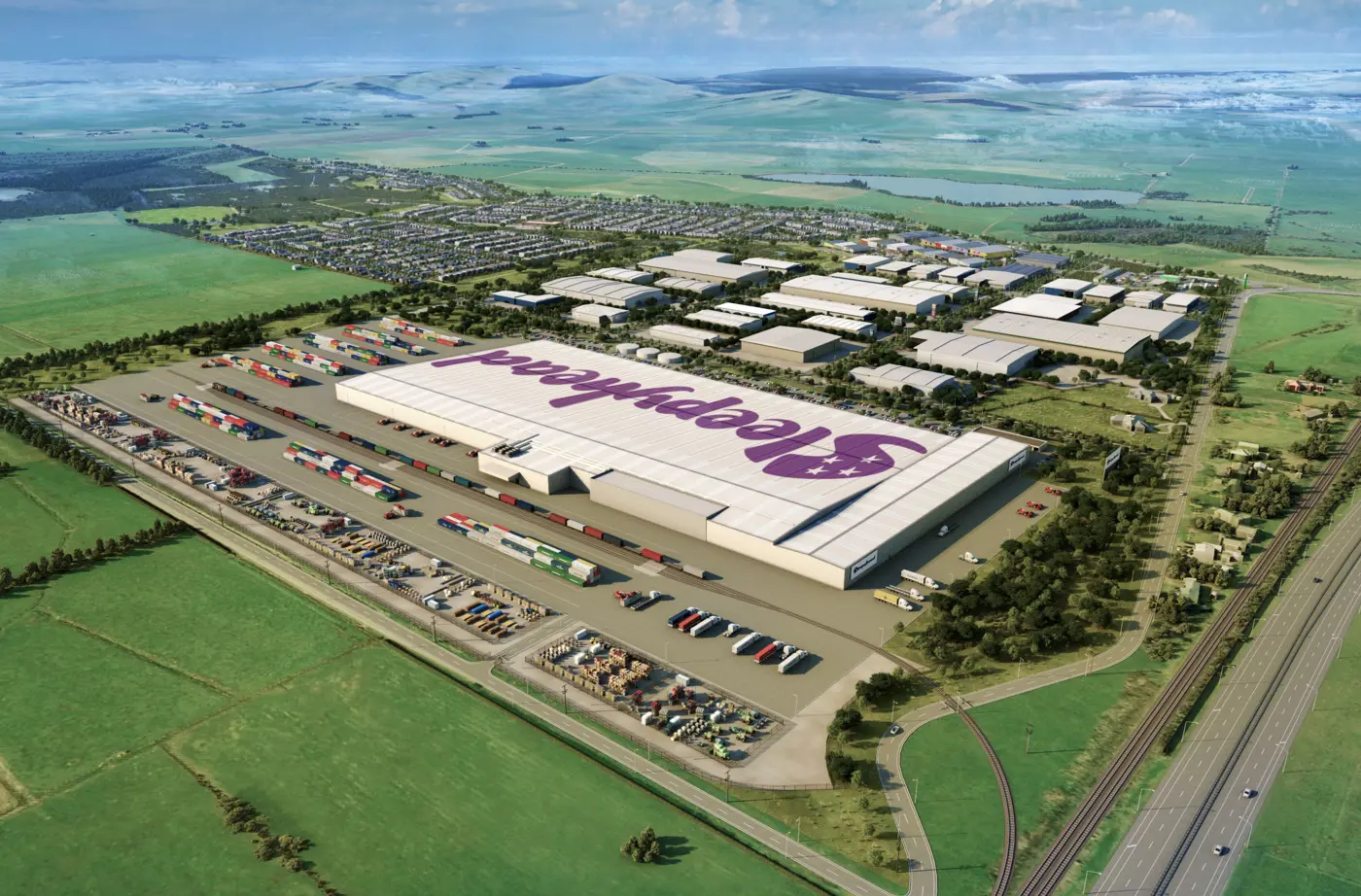 aerial view of a large warehouse