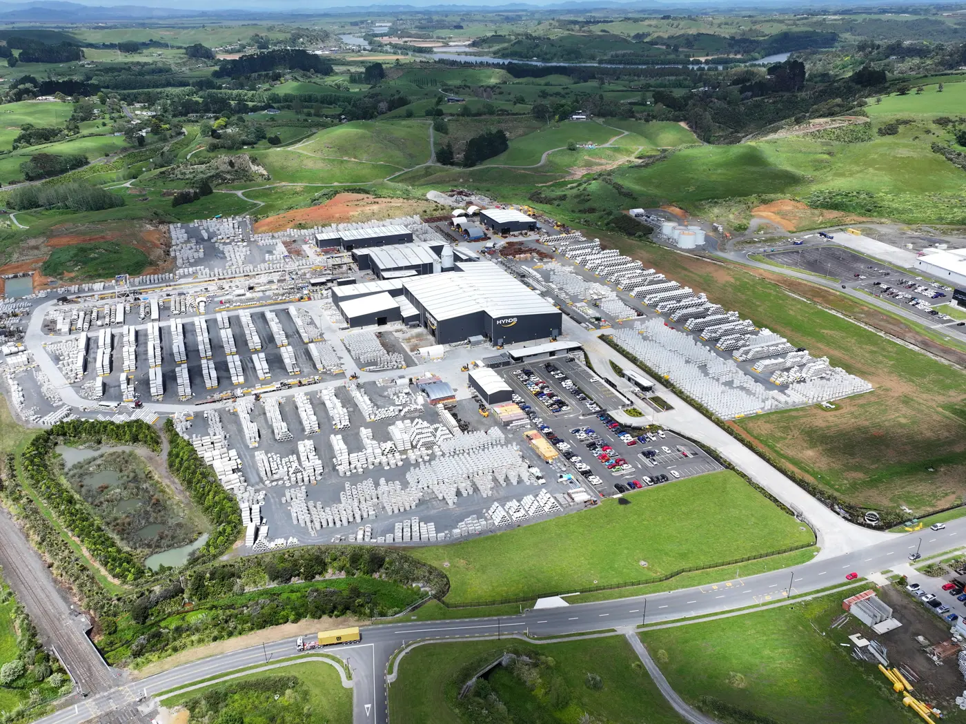 an aerial view of a large warehouse