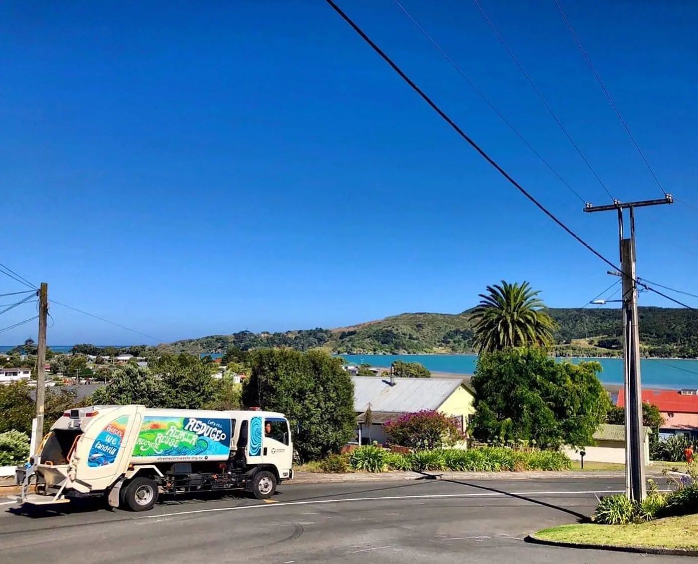 a garbage truck on the road
