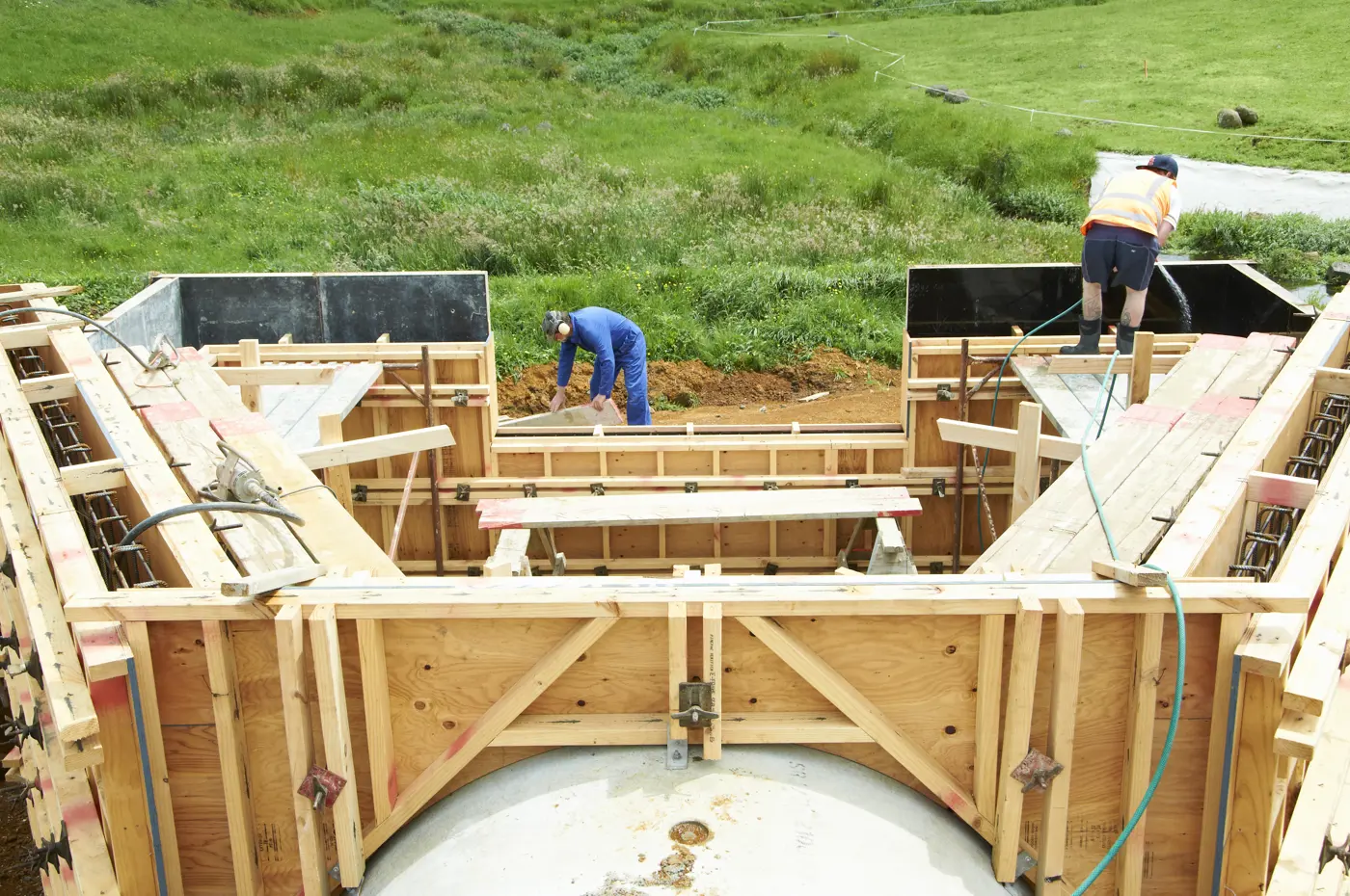 a group of people working on a construction site