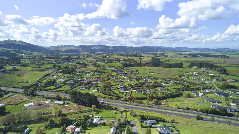 a aerial view of a town