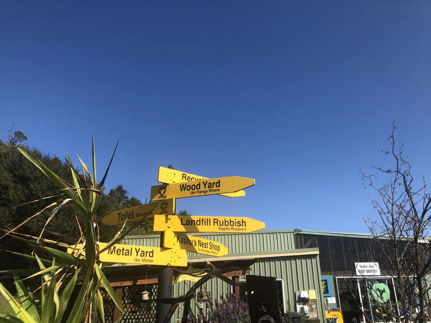 a street sign with many directions