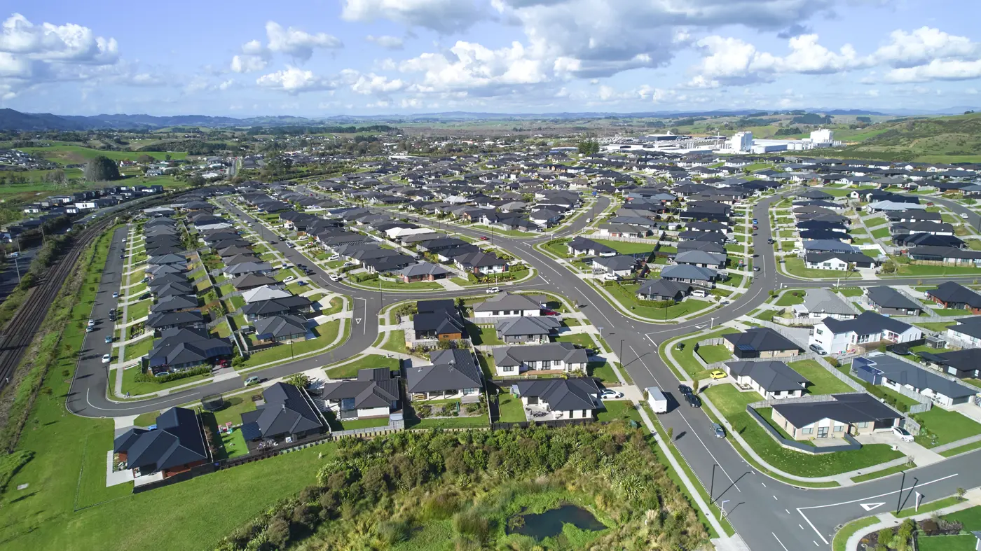 a aerial view of a neighborhood
