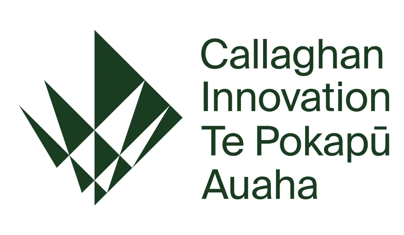 a logo with green and white triangles