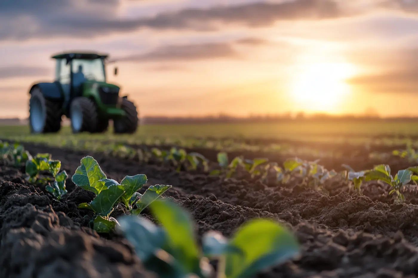 a tractor in a field